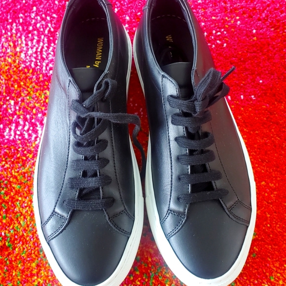 Sz 37 Woman by Common Projects Made in Italy Original Achilles Low Black Leather - Picture 2 of 5